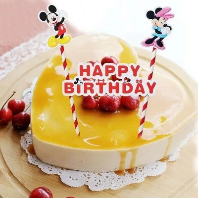 1 комплект Микки Минни Маус кекс торт Топпер флажки для торта бумага соломы душ для детского праздника в честь Дня рождения поставки вечерние декоративные