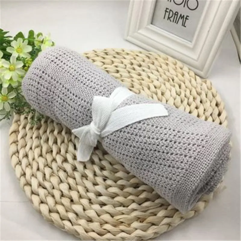 

2019 summer Newborn Baby knited Air-conditioning Blankets Soft Cotton Crochet Summer 90*70cm Hole Wrap Baby Stroller Blankets