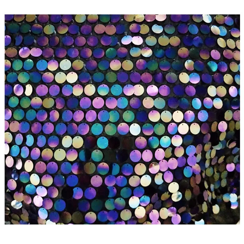 

RUBIHOME 1 Yard Width 130cm 18mm Big Laser Sequins Fabric for DIY Sewing Home Wedding Dress Stage Decoration Embroidery