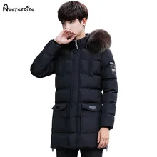 Новое поступление, зимняя теплая длинная куртка, Мужская Новая куртка с капюшоном, толстое теплое пальто с меховым воротником, парки D110