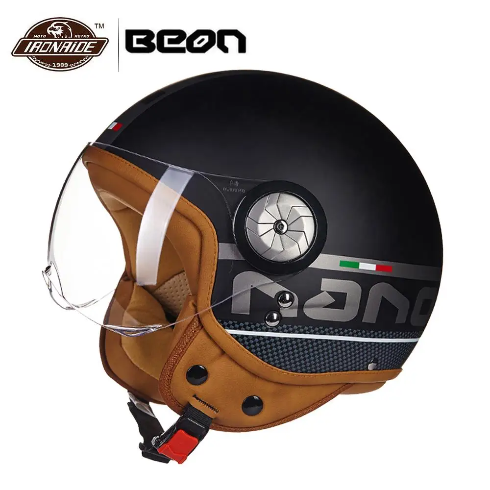 

BEON Motorcycle Helmet Vintage 3/4 Open Face Scooter Moto Biker Helmets Vintage Motorbike Moto Motocross Helmet 13 Colour