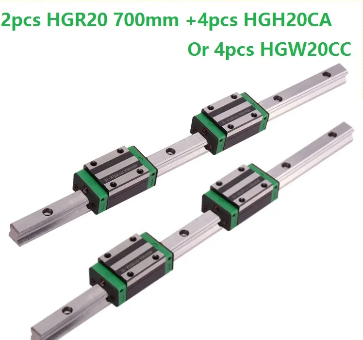 2 шт. линейная направляющая HGR20 700 мм с 4 HGH20CA или HGW20CC линейный Каретный блок для ЧПУ