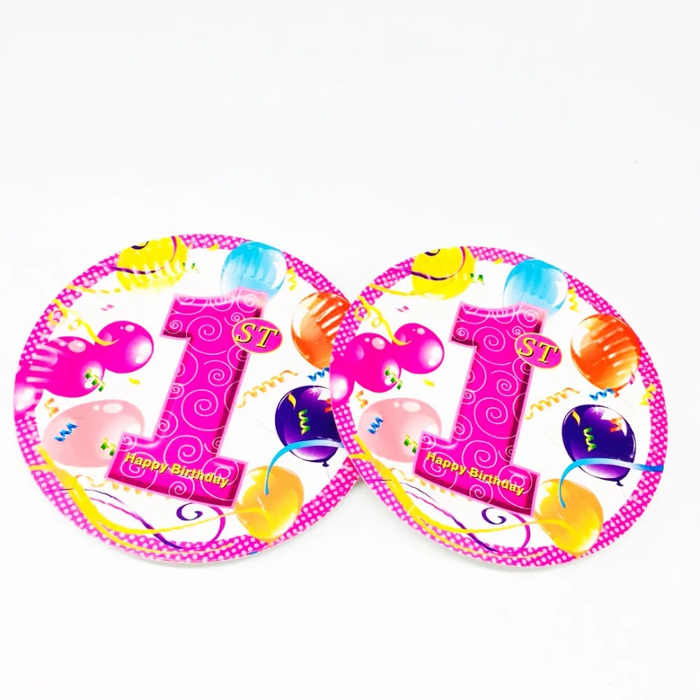 10pcs/lot 7inches girl's first birthday disposable plates baby shower