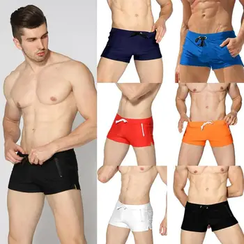 

Man Beach Pants Swimwear Swimming Trunks Sunga Hot Mens Drawstring Waist Swim Briefs Beach Shorts Sunga Men's Swimming Shorts