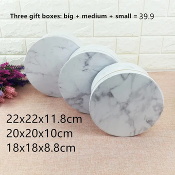 

Marble Round Flower Box Low Cylinder Set Gift Box Double Open Gift Box Three-piece Set Gift Box