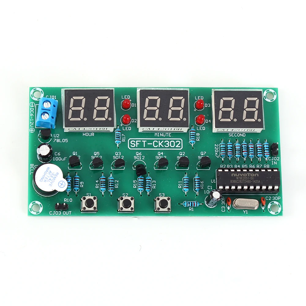 Светодиодный электронный модуль часы будильник Обратного Отсчета Секундомер многофункциональная цифровая электронная плата часов 6 бит с источником питания от постоянного тока, 6 V-12 V