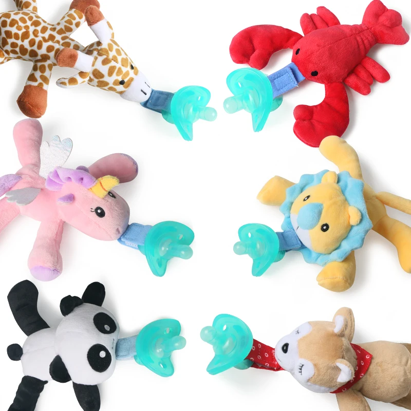 Pacifier Clips Velcro Pacifier Toy Detachable Animal Plush Toy Boys