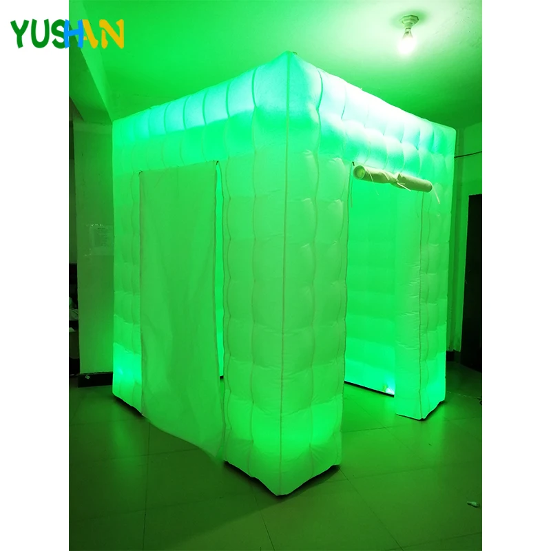 Perfect 2.1m cube 2 zip doors photo booth backdrop stand With 50*50cm Small window & LED strips Lights Cabin Tent For Event decoration 4