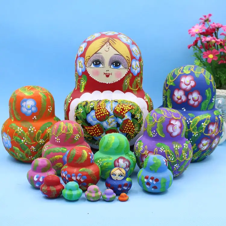 Bonecas de Aninhamento dos Desenhos Bonecas para o Bebê 20cm de Madeira Russa Animados Tradicionais Matryoshka Crianças Brinquedo & Presente 15 Pçs 4 Cheap matryoshka dolls