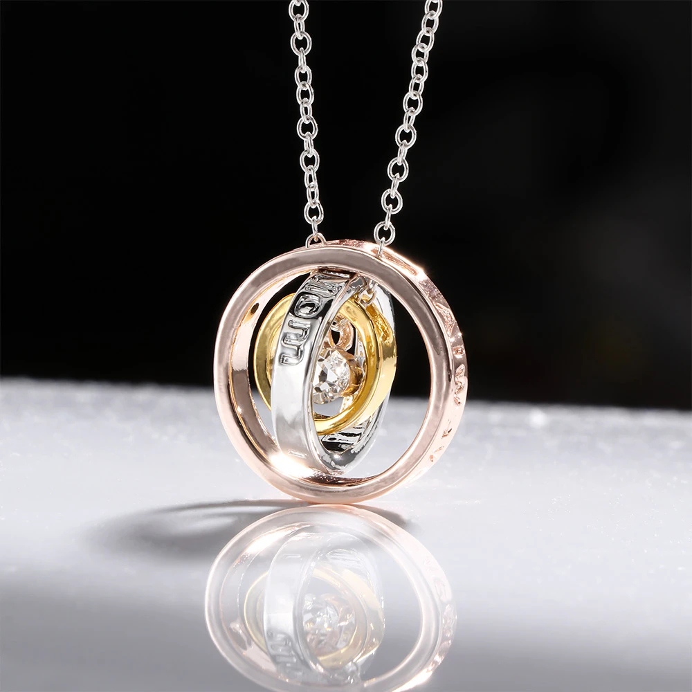Collar con colgante de tres anillos madre, para mamá, te amo, joyería exquisita de diamantes imitación|Collares colgantes| - AliExpress