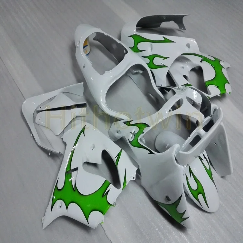 Капот мотоцикла на заказ для Kawasaki ZX-9R 2000 2001 ZX9R 00-01+ свободные болты+ зеленый пламя ABS мотоцикл обтекатели