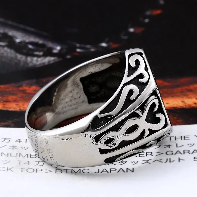 Beier 316L Stainless Steel Viking Men Ring Knot Rune Norse Jewelry Gothic Pattern Ring LLBR8-215R US Size