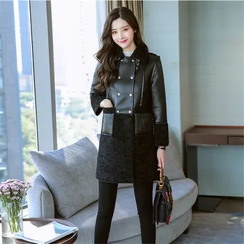 

2018 Winter Women Jacket Fashion Temperament Pocket Stitching Solid Color Trend Street Long Korean Version Wild Outerwear XY687