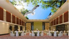 

Custom photo background 3d ceiling murals wallpaper picture Green forest sky dove decoration painting wallpaper for walls 3d