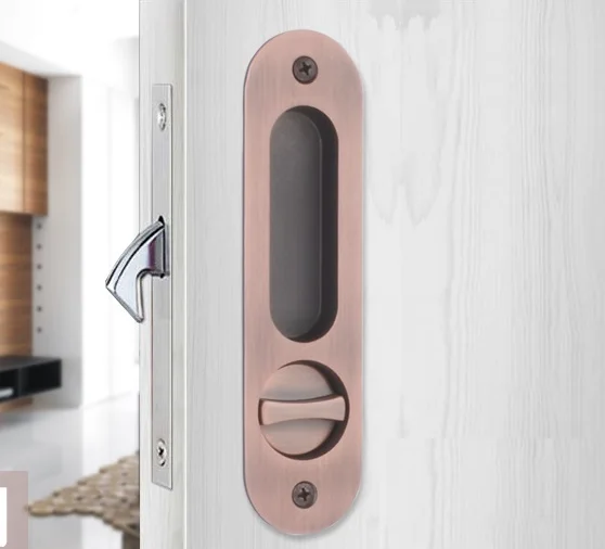 Round Sliding Pocket Door Lock Mortise Lock Set in Privacy Hook Bolt (Door Thick: 35-45mm) Hanging slide wooden door Round Sliding Pocket Door Lock Mortise Lock Set in Privacy Hook Bolt (Door Thick: 35-45mm) Hanging slide wooden door