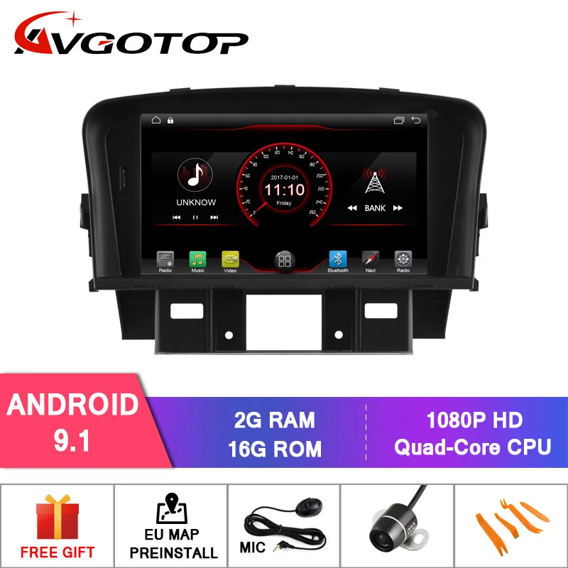 AVGOTOP Android 9 Wince автомобильный Радио dvd-плеер для CHEVROLET CRUZE 2008-2013 2G 16G автомобиля gps МУЛЬТИМЕДИА - Цвет: Android 9