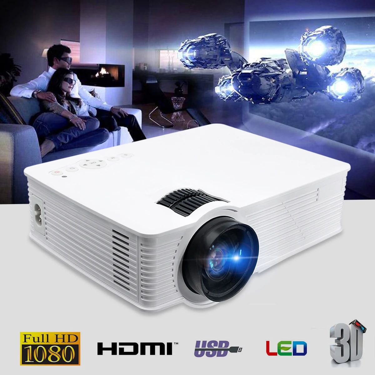 Thinyou GP-9 проектор белый 3000 люмен портативный проектор ISO Портативный светодиодный проектор 1080 p Full HD видео Система домашнего кинотеатра