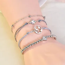 Модный женский пляжный браслет, европейский и американский тренд, индивидуальная карта, опал, бусы, браслет-цепочка, 4 части, ювелирные изделия