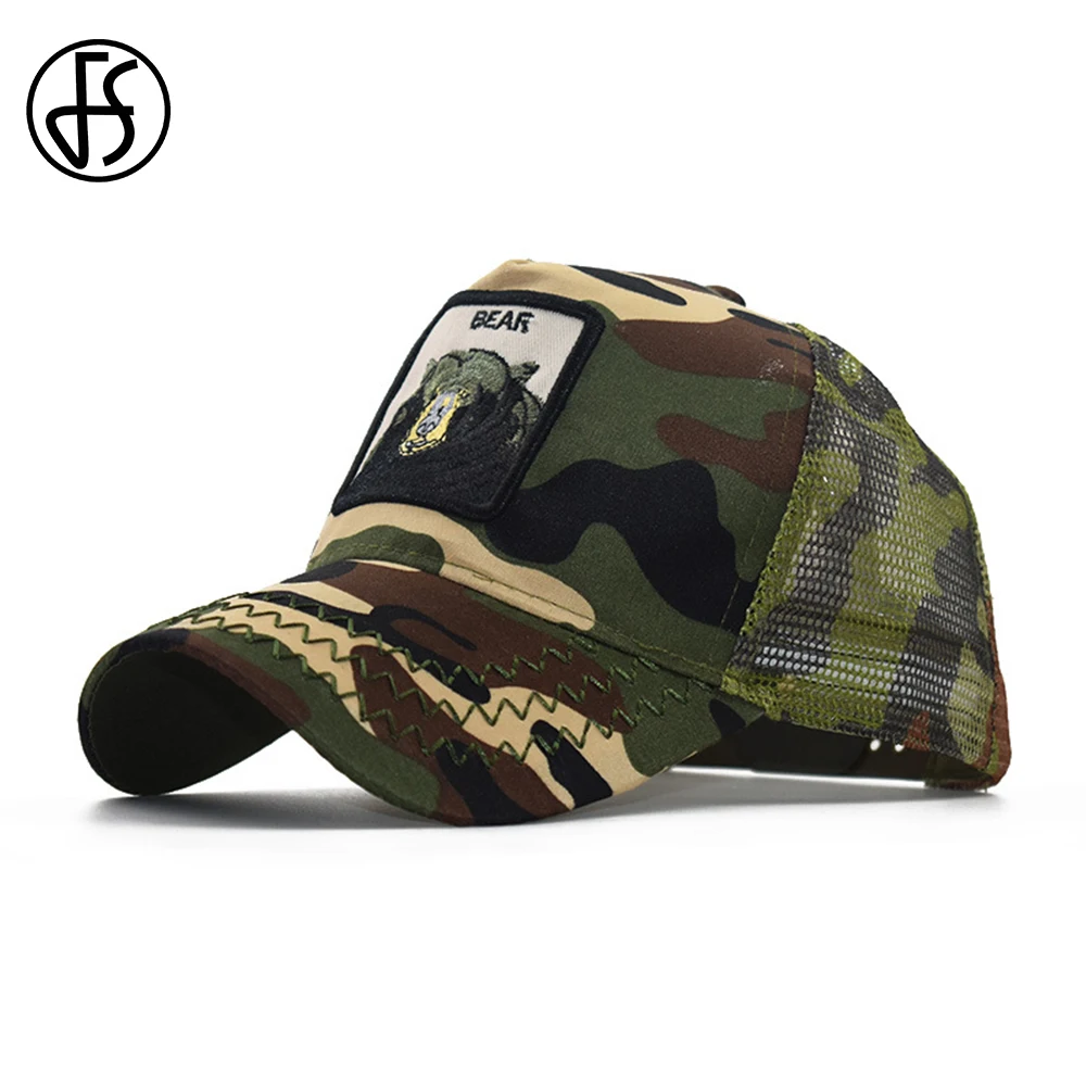 FS 2019 New Camouflage Cap Bear Animal Outdoor Breathable Tactical Mesh