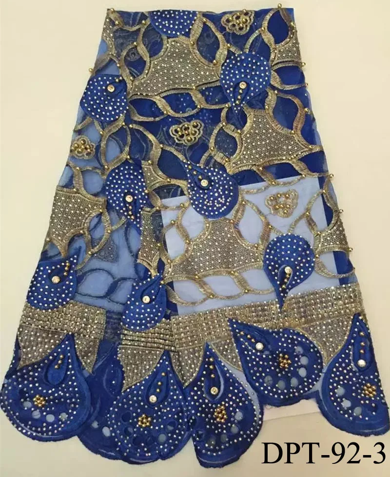 

Pretty french net lace fabric with beads and stone African flower tulle lace tissue Quality for wedding party dressing DPT-92
