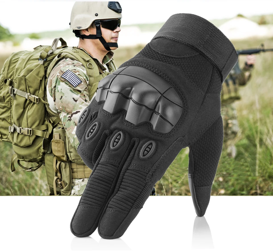 Черный Военный резиновый Жесткий Бампер-чехол перчатки с защитой суставов рукавицы Тактические Сенсорный экран страйкбол солдат велосипеда велосипедные перчатки с длинными пальцами Для мужчин