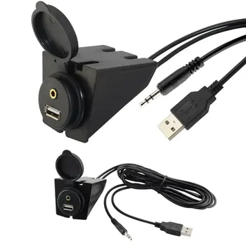 

Car Dashboard Moto Flush Mount Panel USB 2.0 3.5mm M/F AUX Extension Cable