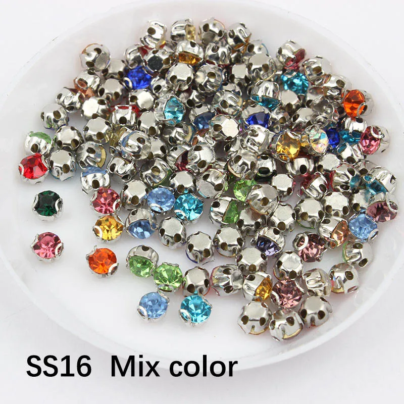 Новая распродажа Стразы смешанных цветов SS16 K серебряные стразы 300 шт для украшения одежды - Цвет: ss16 Mix color