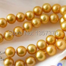 Shitou 00482 2ROW " 9-10 ММ ЗОЛОТО КРУГЛЫЙ FW КУЛЬТИВИРОВАННЫЙ ЖЕМЧУГ БРАСЛЕТ 925 S