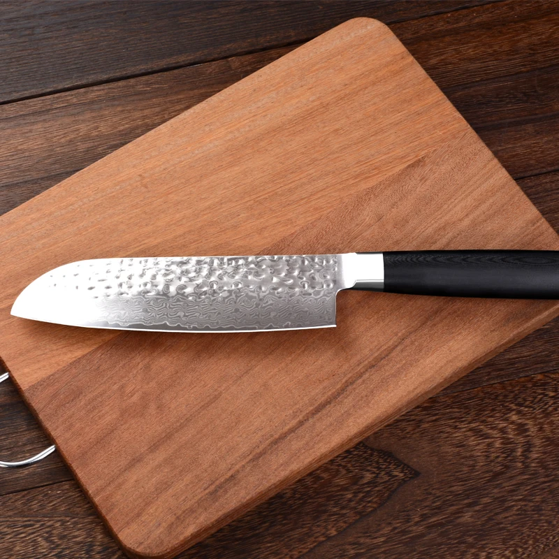 Новый продукт 7 дюймовая Дамасская кухня Santoku Kinfe для мяса с ручкой G10|Кухонные