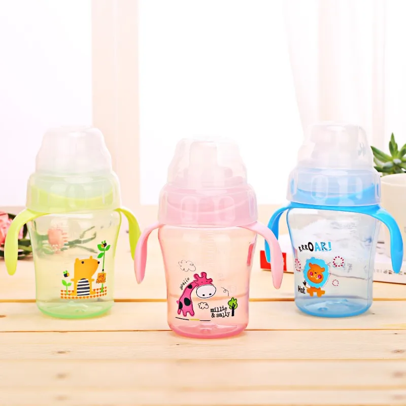 1 шт. 240 мл детские милые чашки для малышей мультфильм олень дети учатся питьевой соломы бутылка с ручкой новорожденных чашку