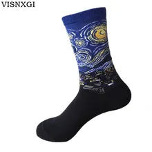2018 New European Socks Fashion Women Harajuku Style Printing Pure Cotton Oil Painting Classic Art Sock Casual Van Gogh W029