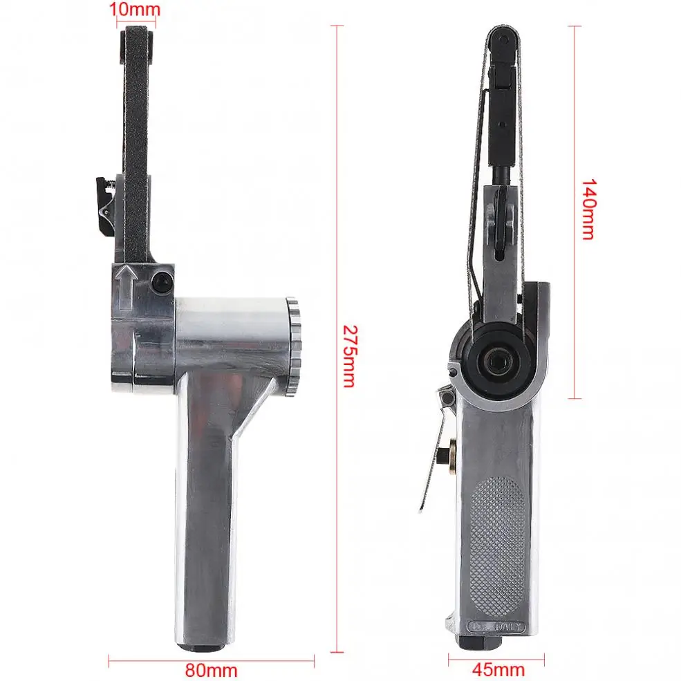 10mm Pneumatic Air Belt Sander (10x330mm) Drawing Machine Polishing Grinding Die-casting Aluminum Tools with 2pcs Sanding Belts