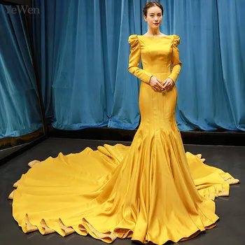 

Simple Evening Dress Long Fashion Gold Mermaid Evening Dresses Elegant Princess Evening Gown Formal Robe De Soiree YM20236