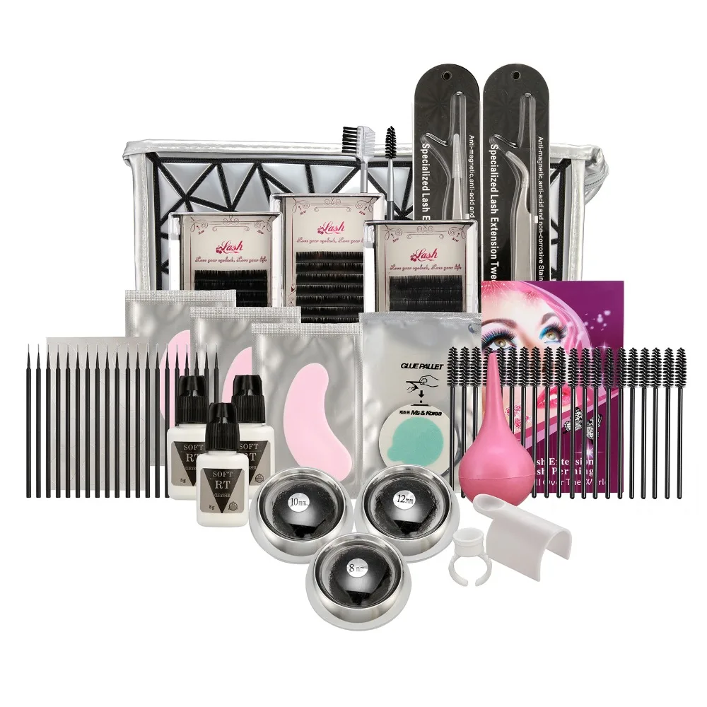 

Anmas Rucci 19in1 Eyelash Extension Kits Micro Brushes Glue Lash Pallet Under Eye Pad & Bag Eyelash Extension Full Tools Set Kit