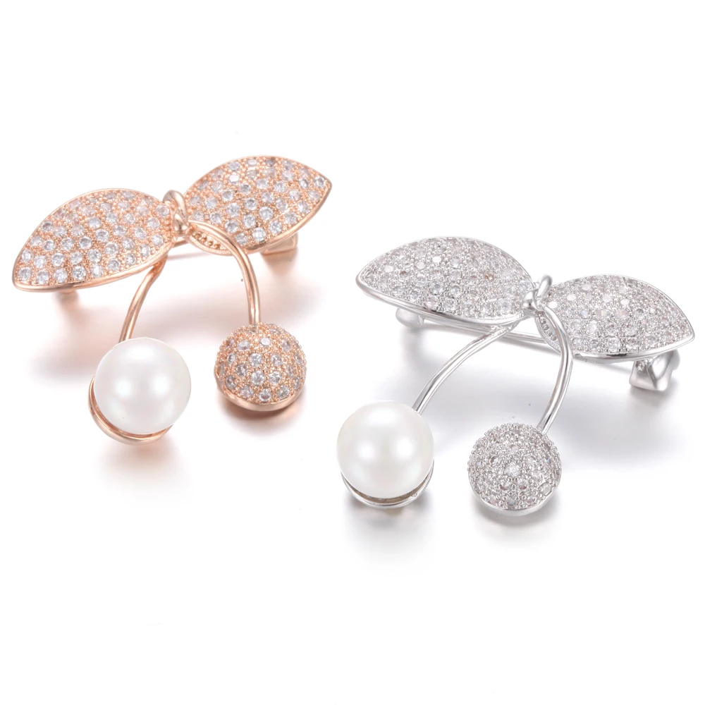 Beautiful rose gold sliver High Quality pearl brooches for women Lovely