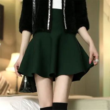 

Spring Women Skater High Waist Stretch Short Skirt Pleated Mini Skirt One Size