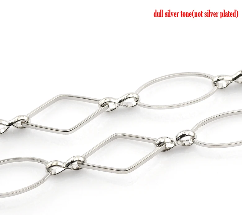 DoreenBeads 1 шт. Серебристый Овальный и ромбовидный звено цепи м (39 3/8 &quot) длинный (B21726)