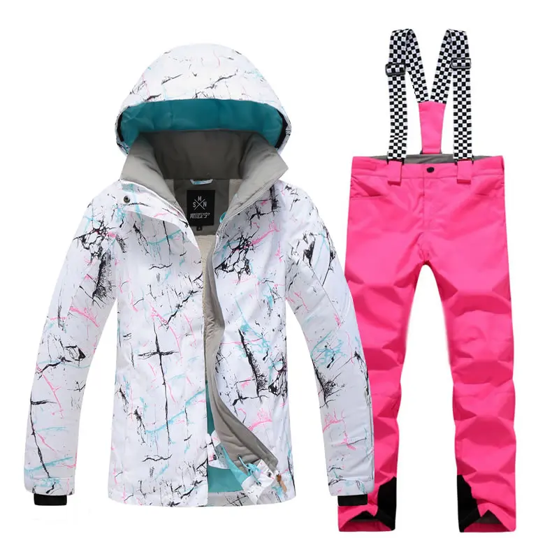 set 8 Winter snow suit women female ski suit for women Mountain skiing snowboard jacket snow pant ladies warm waterproof - Цвет: set 8