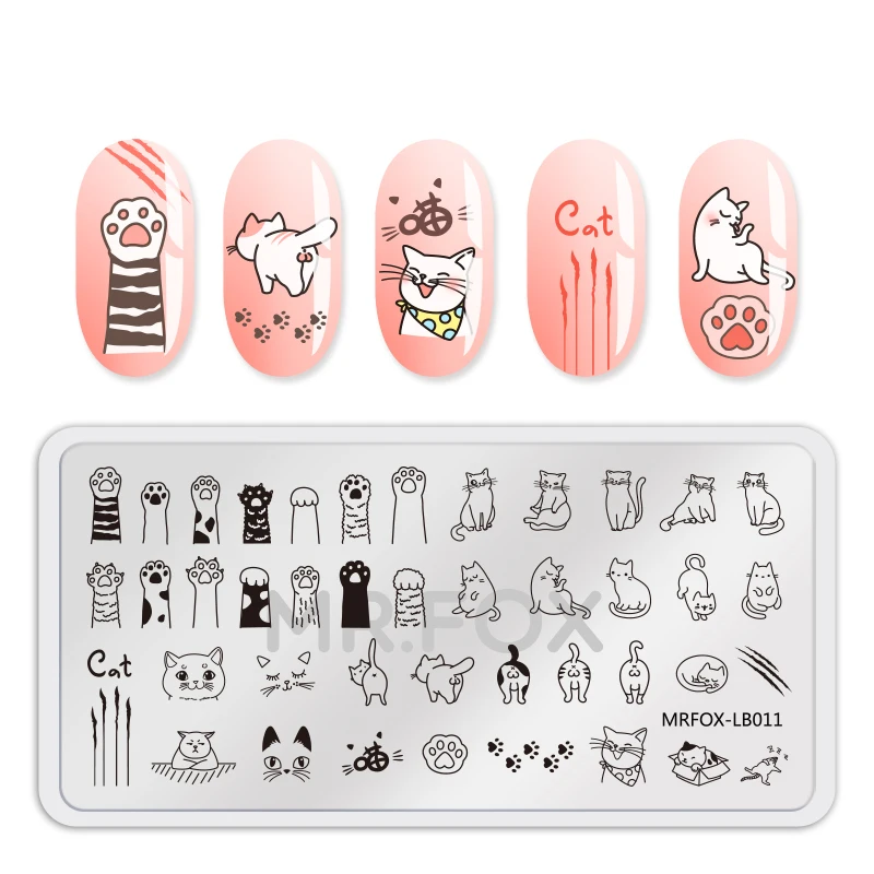 1 шт кошка шаблон для ногтей штамповочная пластина животные Imagel штамповка для ногтей маникюрный шаблон трафареты для ногтей штамп инструменты