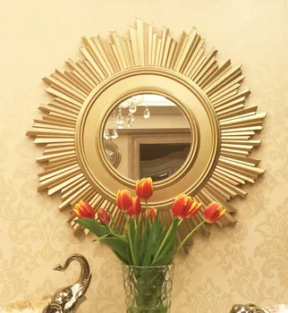

Sunburst Mirror with Wood Frame in Golden