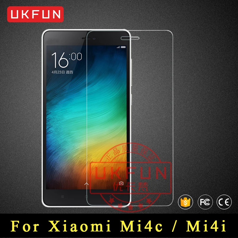 Original UKFUN 2.5D Xiaomi mi4c Tempered Glass Screen Protector For xiaomi mi4i Screen Glass Protective Film For xiaomi mi 4c 4i a-mobile-mi