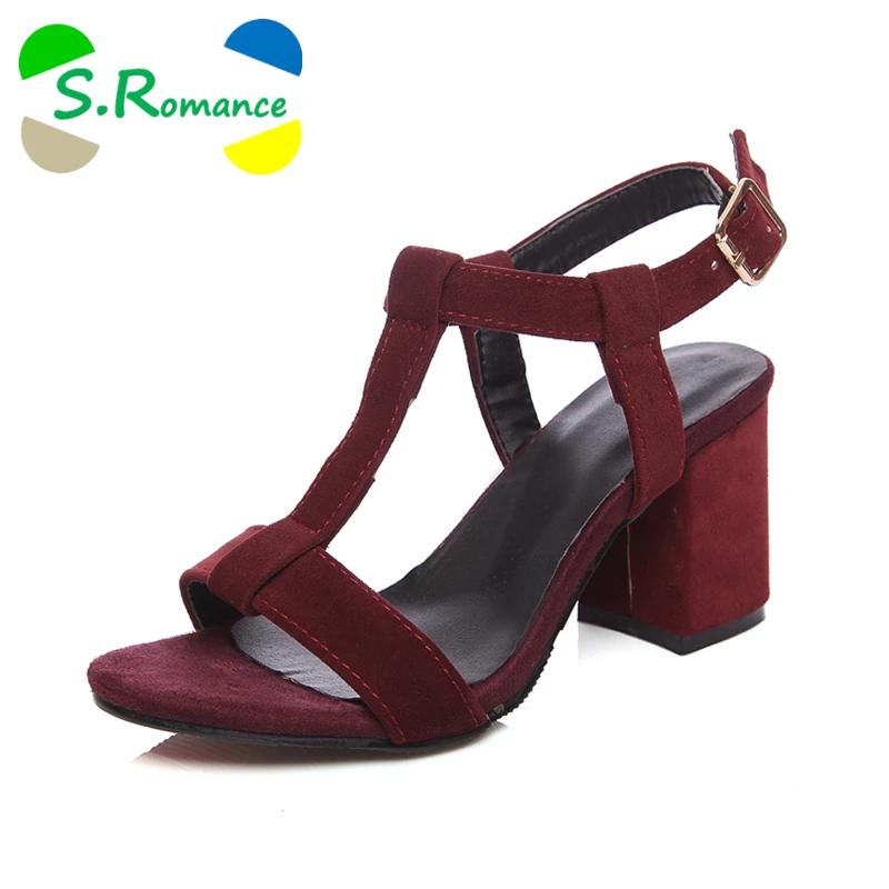 S. Romance/женские босоножки; большие размеры 34-43; модные летние туфли-лодочки на высоком каблуке с ремешком и пряжкой; женская обувь; цвет черный, розовый, белый, бордовый; SS839