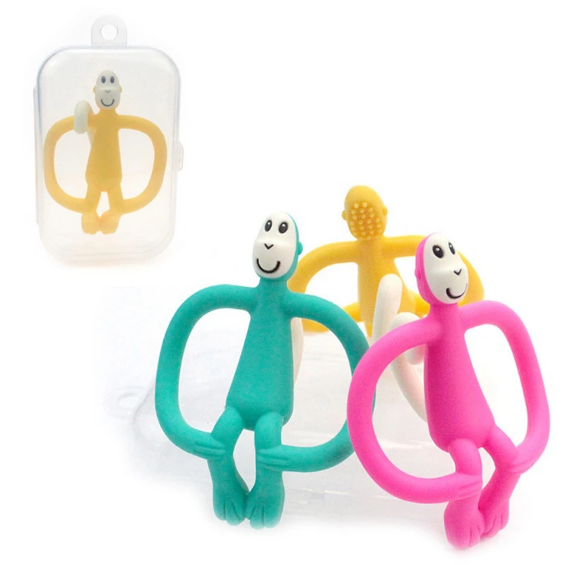 

Cute Funny Monky Giraffe Silicone Teethers Teething Baby Shower Gift Pendant Silicone Pacifier Chian Clips Toy Food Grade
