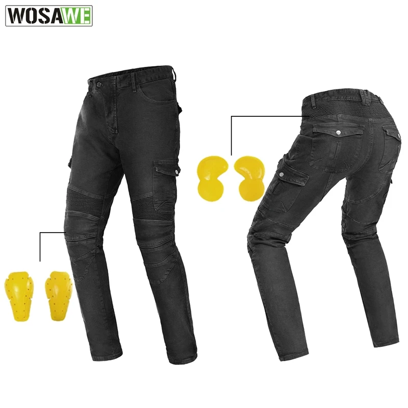 Мужские штаны для мотокросса, мотоциклетные мото джинсы, защитные наколенники для езды на мотоцикле