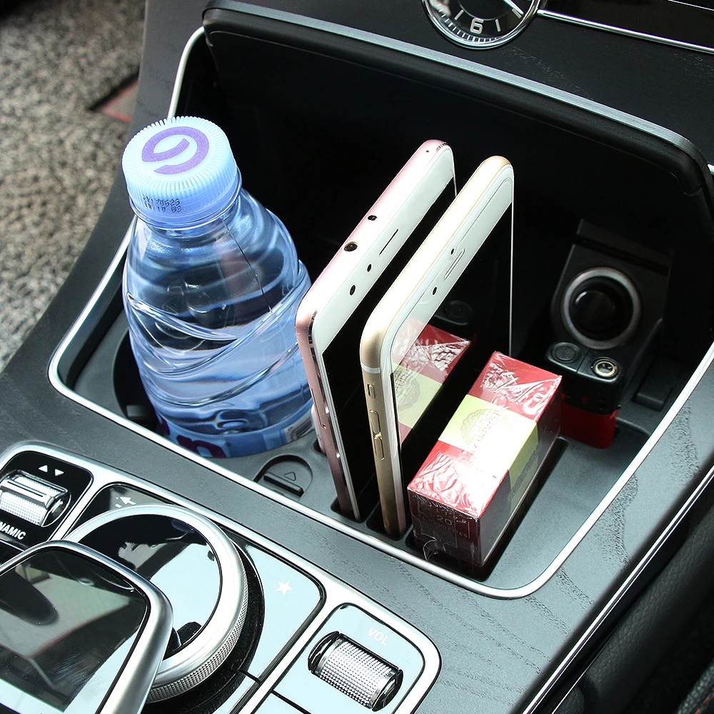 

AndyGo Car Accessories,Car central storage box cup holder for Mercedes Benz C class W205 GLC Class X253 E Class W213 For AMG