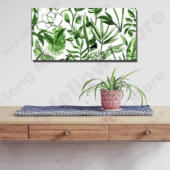 

Large Green Painting Print on Canvas Nordic Poster Green Leaf Ladybug Artwork Abstract Picture for Nursery Kid Room Home Decor