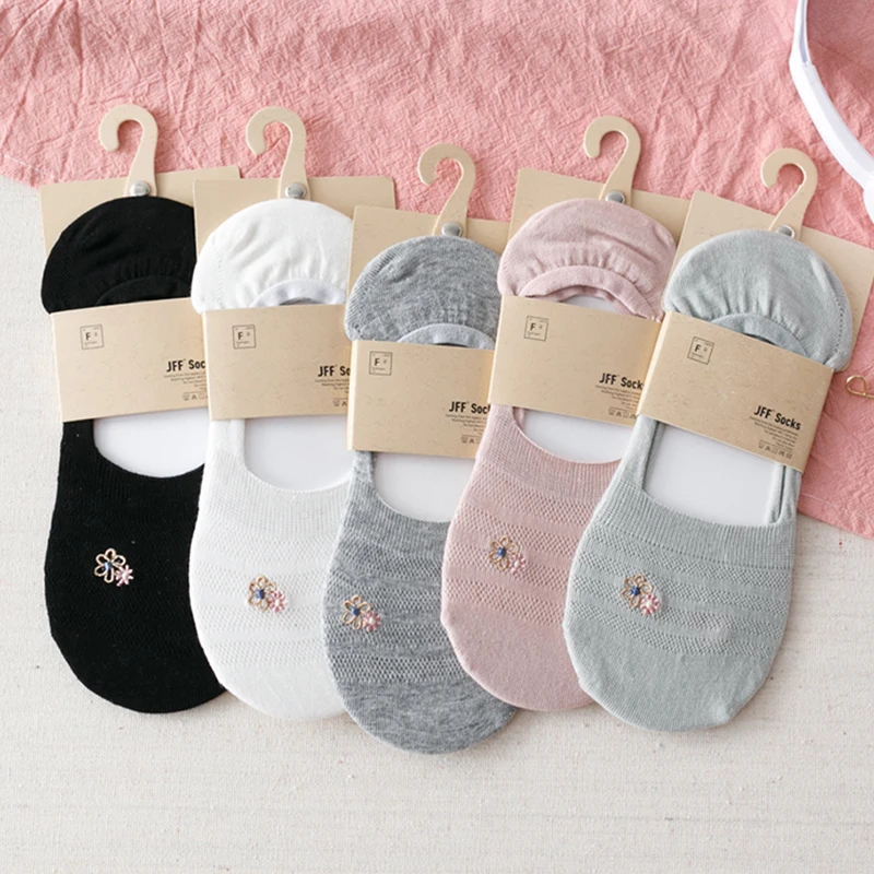 

1Pair Summer Sock For Women Cotton Slipper Invisible Socks Low Cut Ultrathin Silicone Non-slip Boat Socks Hosiery