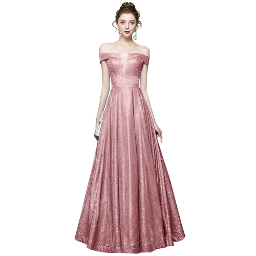 Сексуальное вечернее платье с v-образным вырезом, а-силуэт, Длинные вечерние платья, вечерние платья с высоким разрезом, вечерние платья для выпускного вечера - Цвет: Розовый