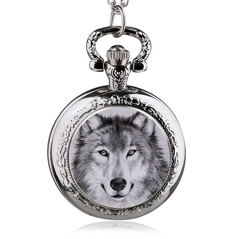 New Fashion Wolf Quartz Pocket Watch Personalised Pendant Necklace Men Watch Women Watch relojes de bolsillo reloj hombre inspired us movie pocket watch necklace brass steampunk jewelry gift women chain toy mens reloj de bolsillo montre de poche