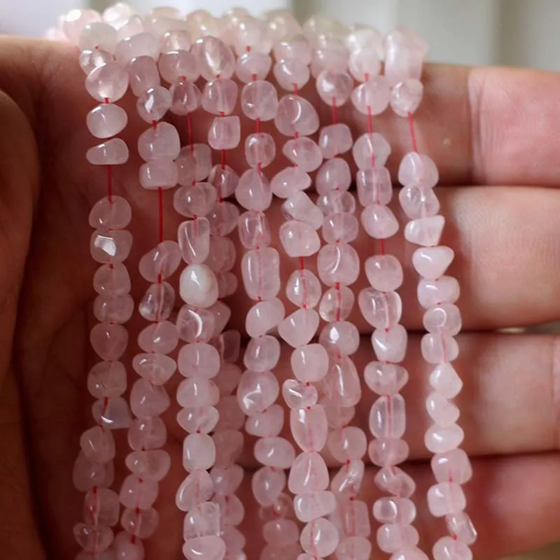 

Natural Pink Rose Quartzs Irregular Freeform Crystal Stone Rock Chips Lucky Healing Stone Beads for DIY Necklace Jewelry Making